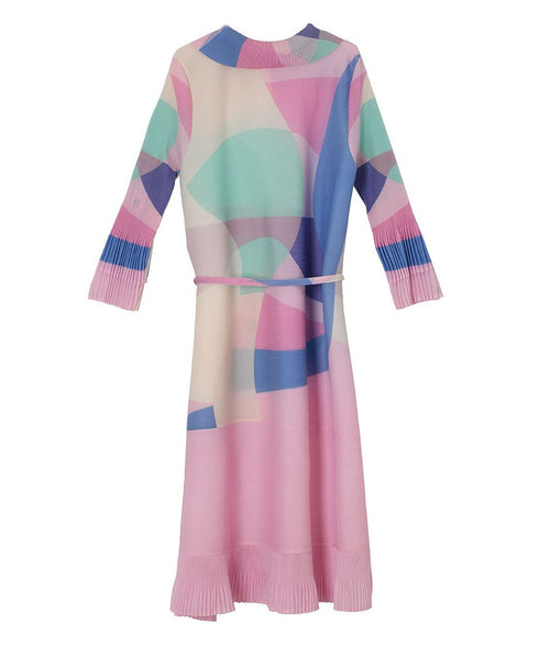 Pastel Geometry Pleated Dress